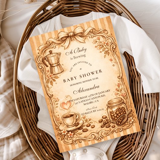 Invitation Vintage Coffee Baby Shower