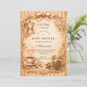 Invitation Vintage Coffee Baby Shower (Debout devant)