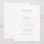 Invitation Vintage Coquette Bow Girls Anniversaire (Devant / Derrière)