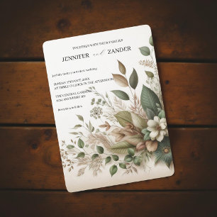 Invitation Vintage Cottagecore Aquarelle Sage Vert Floral