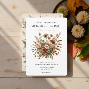 Invitation Vintage Cottagecore Terracotta Aquarelle Florale