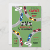 Invitation Vintage course voiture fête d'anniversaire (Devant)