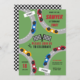 Invitation Vintage course voiture fête d'anniversaire