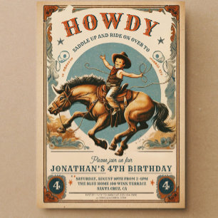 Invitation Vintage Cowboy Country Western Anniversaire