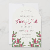 Invitation Vintage Cranberry Berry First Birthday Party Arch (Devant)