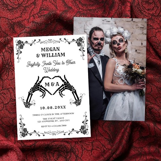 Invitation Vintage crâne gothique mariage