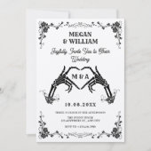 Invitation Vintage crâne gothique mariage (Devant)