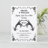 Invitation Vintage crâne gothique mariage (Debout devant)