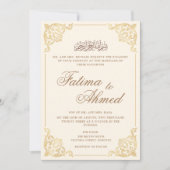 Invitation Vintage Cream Gold Musulman Mariage musulman (Devant)