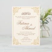 Invitation Vintage Cream Gold Musulman Mariage musulman (Debout devant)