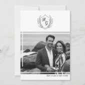 Invitation Vintage Crest élégant mariage photo monogramme (Devant)