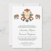 Invitation Vintage Crest Royal Elephant Indien Hindu Mariage (Devant)