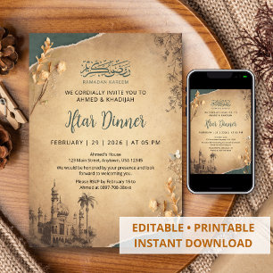 Invitation vintage croquis pour le dîner Iftar de