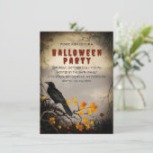 Invitation Vintage Crow & Autumn quitte la fête d'Halloween (Debout devant)