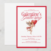 Invitation Vintage Cupid Galentine’s Gathering Party (Devant / Derrière)