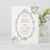 Invitation Vintage cupide baroque cadre art anniversaire (Debout devant)