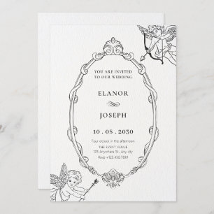 Invitation Vintage cupide baroque cadre art mariage