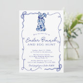 Invitation Vintage Cute Bows Chinoiserie Bunny Pâques Brunch (Debout devant)