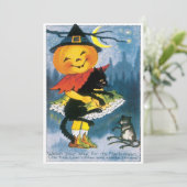 Invitation Vintage Cute Little Citrouille Halloween (Debout devant)