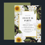 Invitation Vintage Dahlia et Spirea Botanical Sweet 16 Party<br><div class="desc">Famille Invitation et amis à votre événement avec cette invitation botanique douce 16 fête. Il présente de belles illustrations de dahlias et d'araignées avec de la verdure. Cette invitation au sweet sixteen floral est parfaite pour les anniversaires de printemps,  d'automne et de jardin.</div>