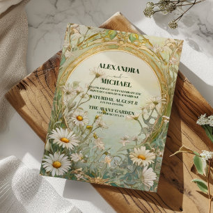 Invitation Vintage Daisies Mariage Art nouveau