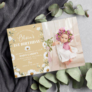 Invitation Vintage Daisy Bee 1er anniversaire