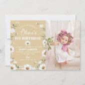 Invitation Vintage Daisy Bee 1er anniversaire (Devant)