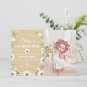 Invitation Vintage Daisy Bee 1er anniversaire (Debout devant)