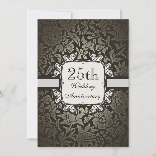 Invitation vintage damas pour 25e anniversaire de  (Devant)