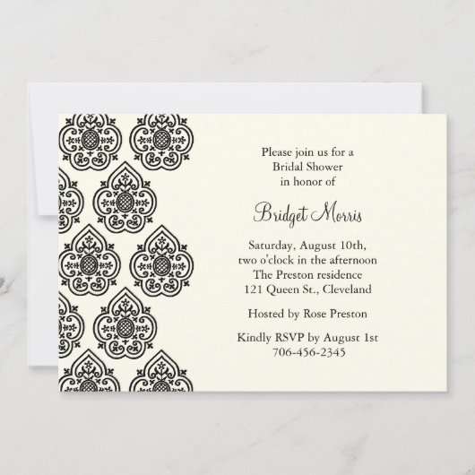 Invitation vintage Damask Bridal Shower (Devant)