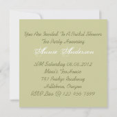 Invitation vintage Damask Fête des mariées Tea Par (Dos)