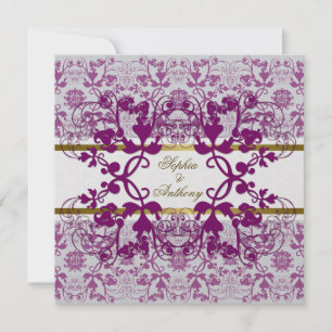 Invitation Vintage Damask Fils Floral Dentelle Mariage Invite