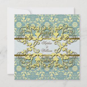 Invitation Vintage Damask Fils Floral Dentelle Mariage Invite