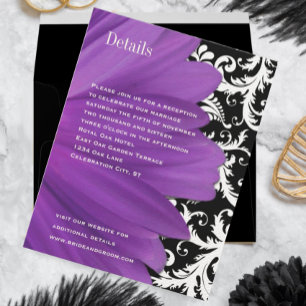 Invitation Vintage Damask Lavender Gerber Daisy Mariage