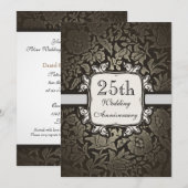 Invitation vintage damasquinée pour 25e anniversai (Devant / Derrière)