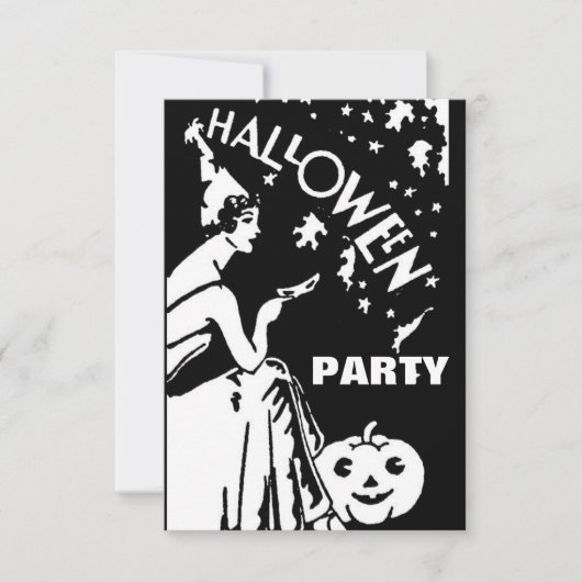 Invitation Vintage dame avec masque Halloween (Devant)