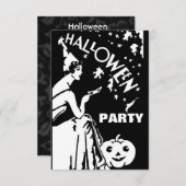 Invitation Vintage dame avec masque Halloween (Devant / Derrière)