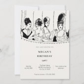 Invitation Vintage dames élégant anniversaire (Devant)