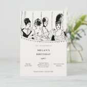 Invitation Vintage dames élégant anniversaire (Debout devant)