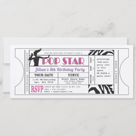 Invitation vintage d'anniversaire de billet de (Devant)