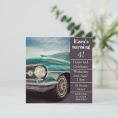 Invitation vintage d'anniversaire de soin (Debout devant)