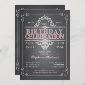 Invitation vintage d'anniversaire de tableau (Devant / Derrière)