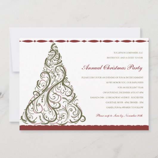 Invitation vintage d'arbre de Noël (Devant)