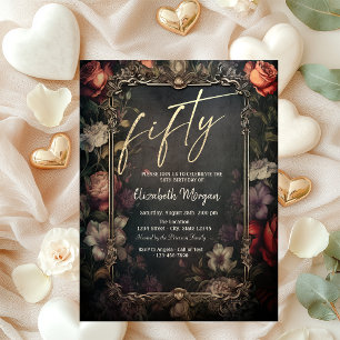 Invitation Vintage Dark Rose gothique 50e anniversaire