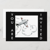 Invitation vintage d'aviation du dessin | d'avion (Devant / Derrière)