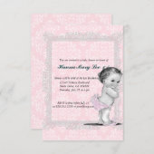 Invitation vintage de baby shower (Devant / Derrière)