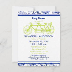 Invitation vintage de Baby shower à vélos à chaux