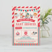 Invitation vintage de baby shower d'animaux de (Debout devant)