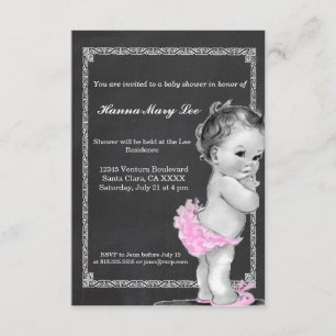 Invitation vintage de baby shower de tableau rose