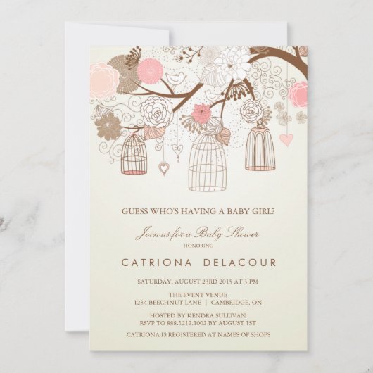 INVITATION vintage DE BABY SHOWER FLORAL (Devant)